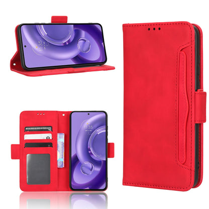 Motorola Edge 30 Lite Skin Feel PU Leather Wallet Phone Case with Card Slots, Cash Pocket, Magnetic Closure, Built-In Stand, Full Protection TPU Cover