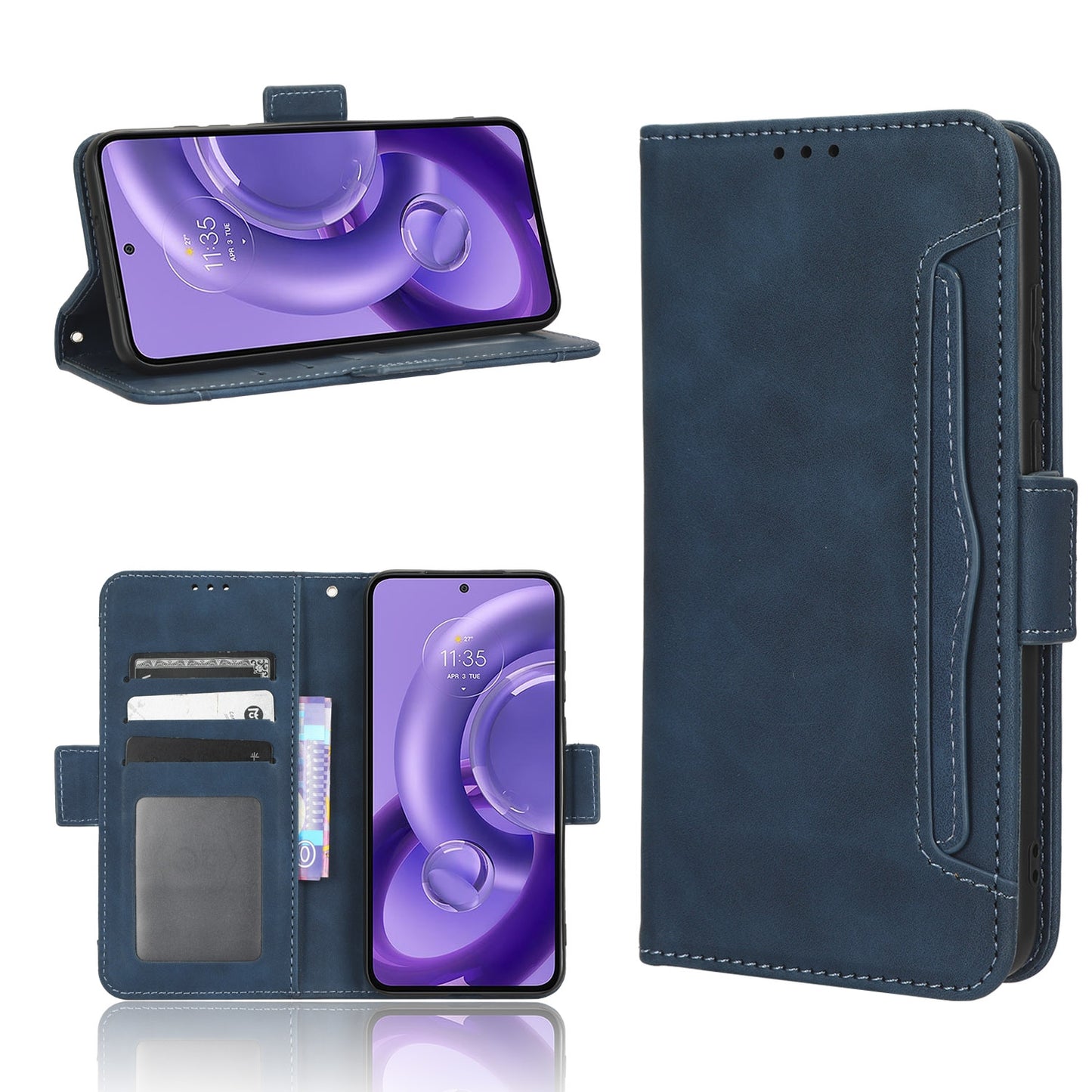 Motorola Edge 30 Neo Skin Feel PU Leather Wallet Phone Case with Card Slots, Cash Pocket, Magnetic Closure, Built-In Stand, Full Protection TPU Cover