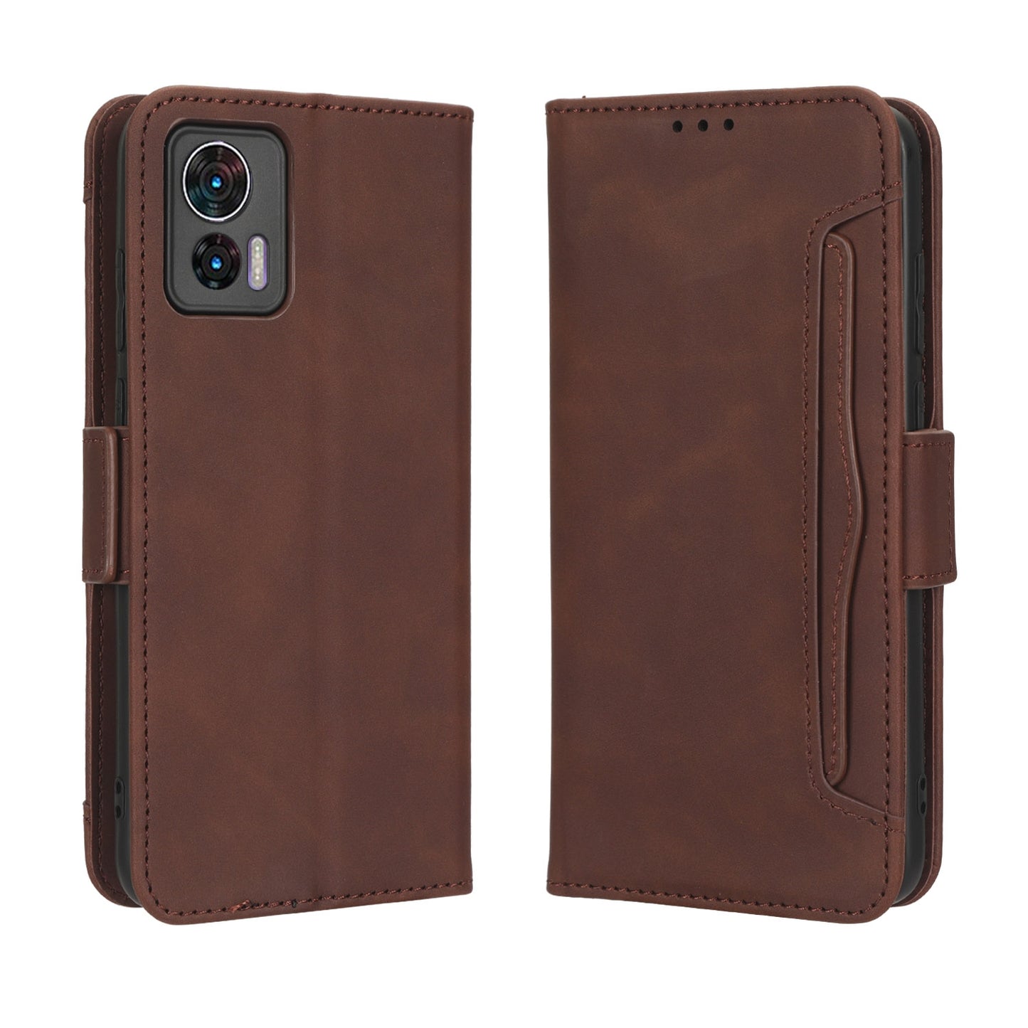 Motorola Edge 30 Neo Skin Feel PU Leather Wallet Phone Case with Card Slots, Cash Pocket, Magnetic Closure, Built-In Stand, Full Protection TPU Cover