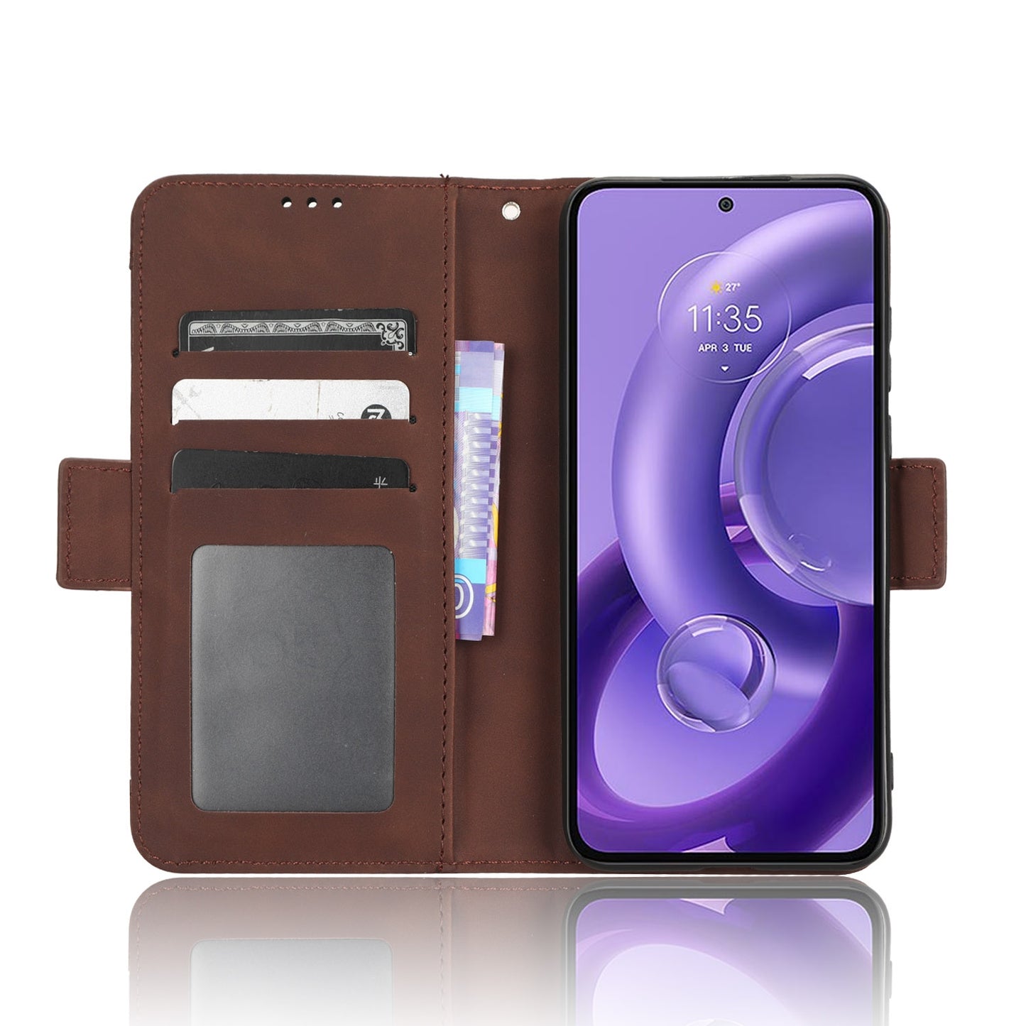 Motorola Edge 30 Lite Skin Feel PU Leather Wallet Phone Case with Card Slots, Cash Pocket, Magnetic Closure, Built-In Stand, Full Protection TPU Cover