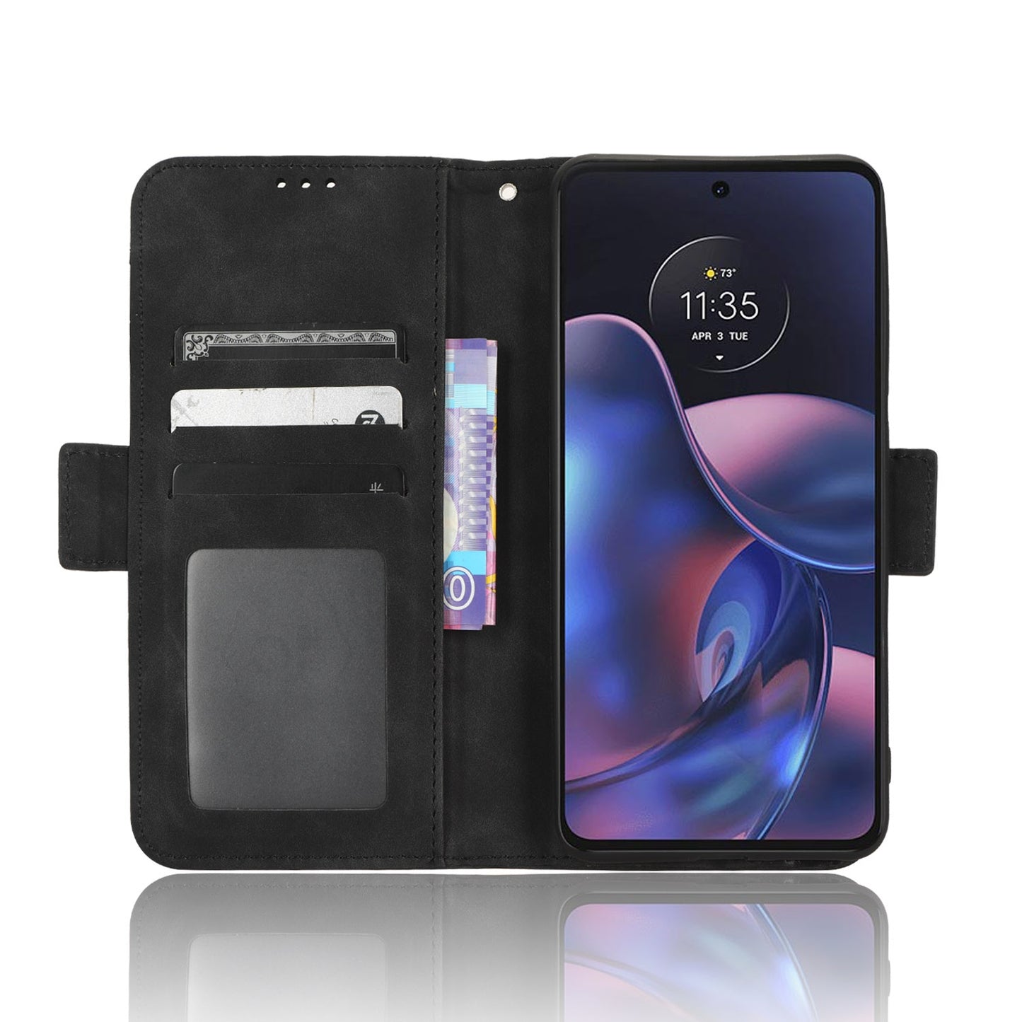 Motorola Edge 2022 Skin Feel PU Leather Wallet Phone Case with Card Slots, Cash Pocket, Magnetic Closure, Built-In Stand, Full Protection TPU Cover