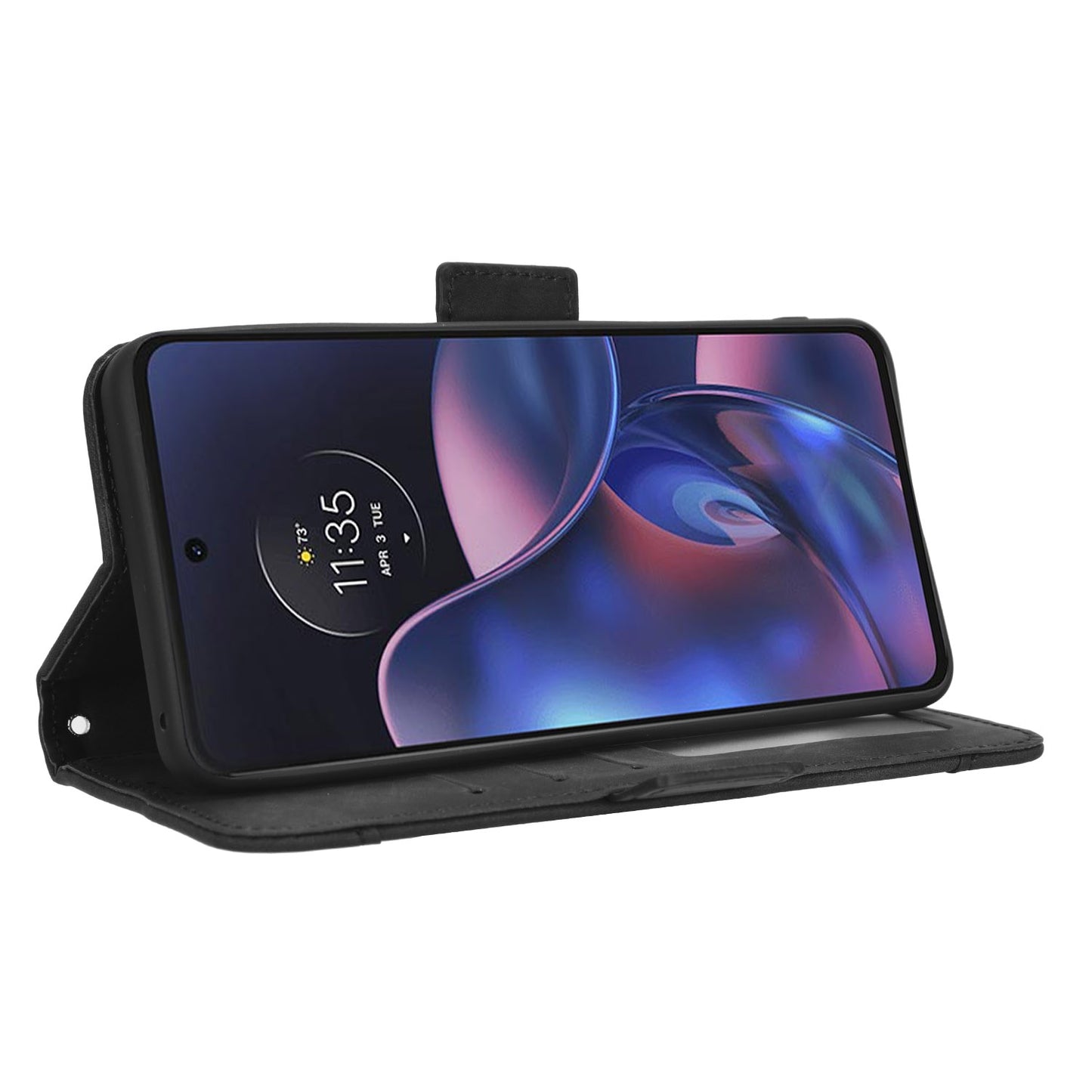 Motorola Edge 2022 Skin Feel PU Leather Wallet Phone Case with Card Slots, Cash Pocket, Magnetic Closure, Built-In Stand, Full Protection TPU Cover