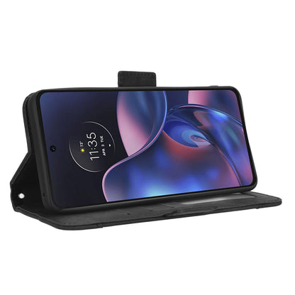 Motorola Edge 2022 Skin Feel PU Leather Wallet Phone Case with Card Slots, Cash Pocket, Magnetic Closure, Built-In Stand, Full Protection TPU Cover