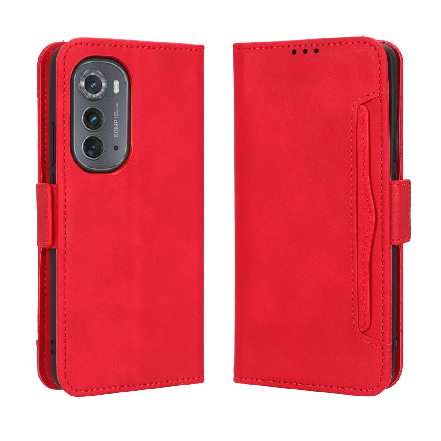 Motorola Edge 2022 Skin Feel PU Leather Wallet Phone Case with Card Slots, Cash Pocket, Magnetic Closure, Built-In Stand, Full Protection TPU Cover