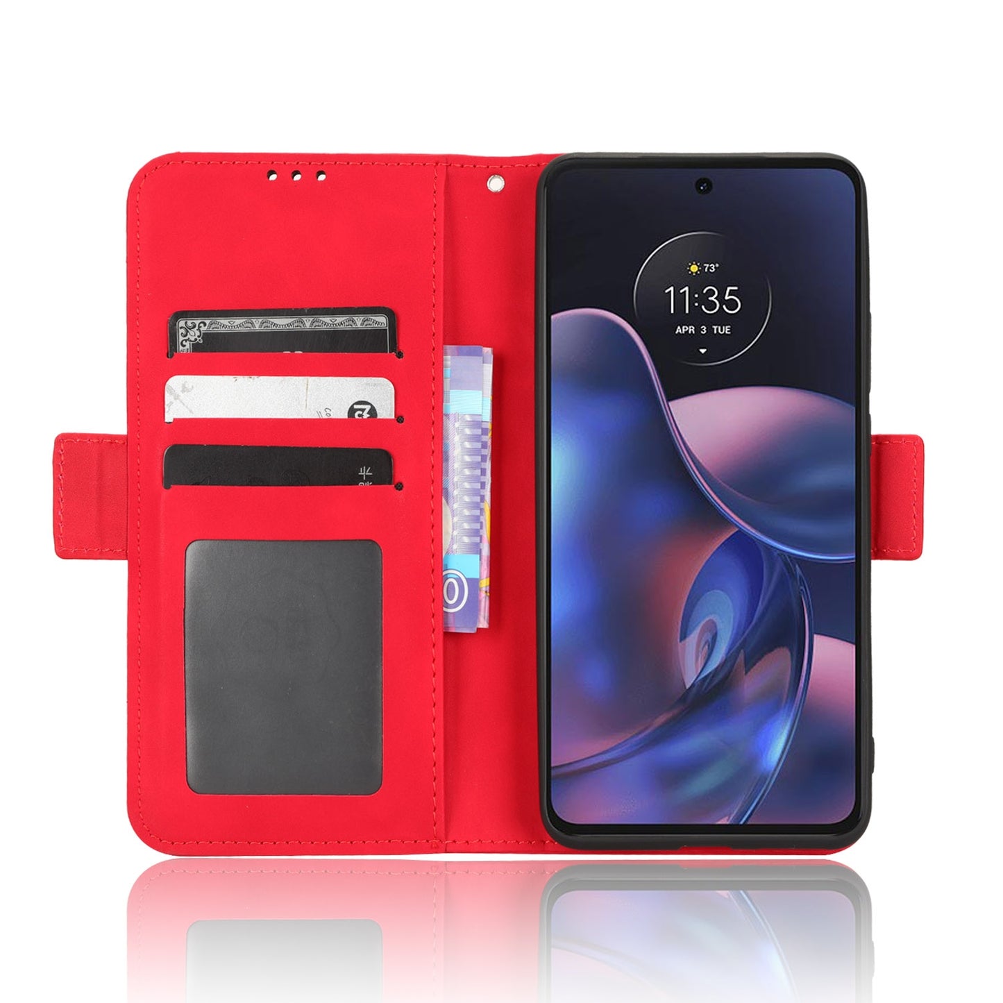 Motorola Edge 2022 Skin Feel PU Leather Wallet Phone Case with Card Slots, Cash Pocket, Magnetic Closure, Built-In Stand, Full Protection TPU Cover