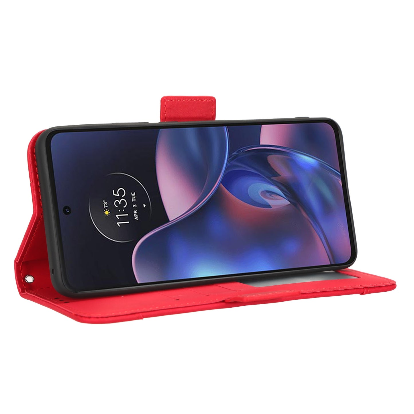 Motorola Edge 2022 Skin Feel PU Leather Wallet Phone Case with Card Slots, Cash Pocket, Magnetic Closure, Built-In Stand, Full Protection TPU Cover