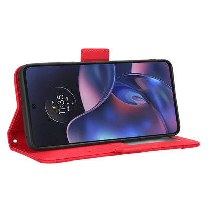 Motorola Edge 2022 Skin Feel PU Leather Wallet Phone Case with Card Slots, Cash Pocket, Magnetic Closure, Built-In Stand, Full Protection TPU Cover