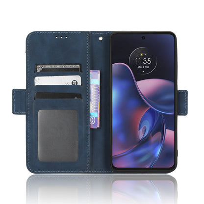 Motorola Edge 2022 Skin Feel PU Leather Wallet Phone Case with Card Slots, Cash Pocket, Magnetic Closure, Built-In Stand, Full Protection TPU Cover
