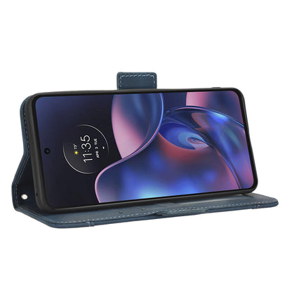 Motorola Edge 2022 Skin Feel PU Leather Wallet Phone Case with Card Slots, Cash Pocket, Magnetic Closure, Built-In Stand, Full Protection TPU Cover