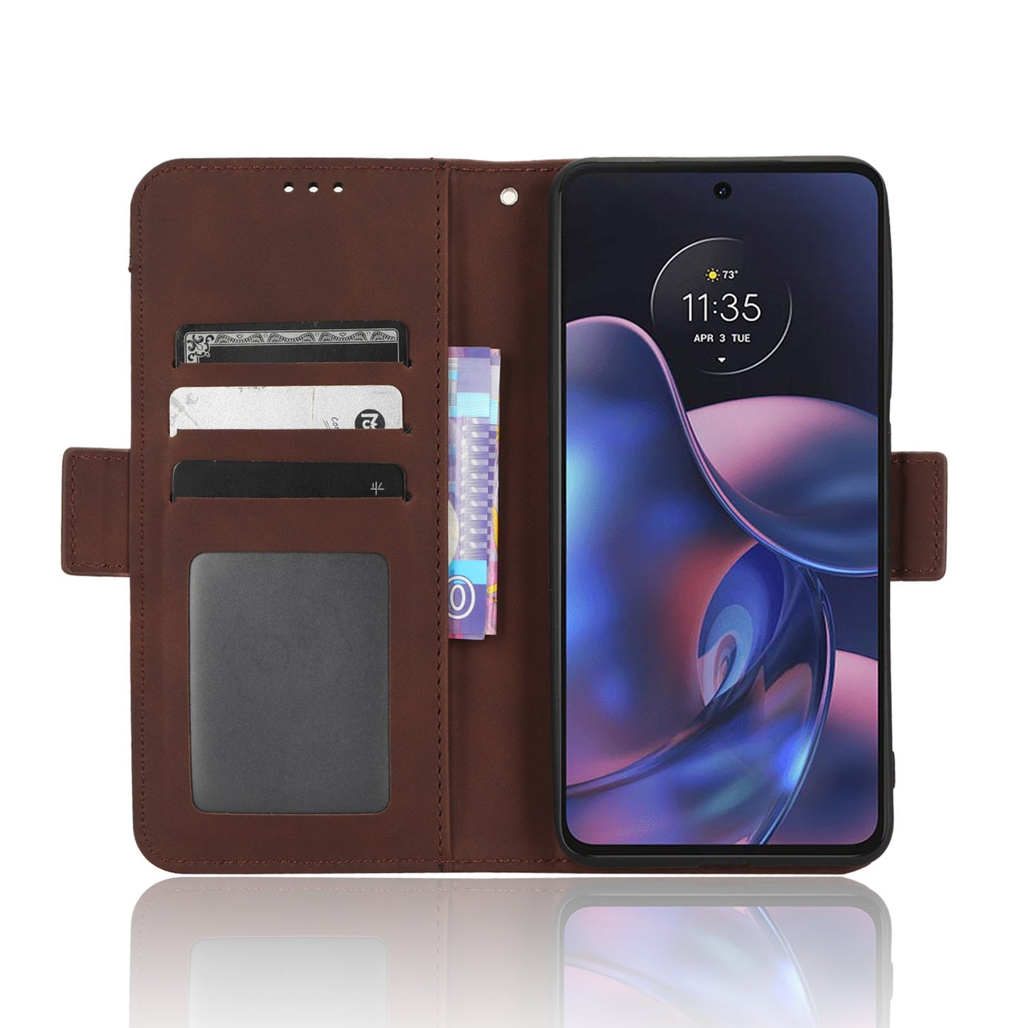Motorola Edge 2022 Skin Feel PU Leather Wallet Phone Case with Card Slots, Cash Pocket, Magnetic Closure, Built-In Stand, Full Protection TPU Cover