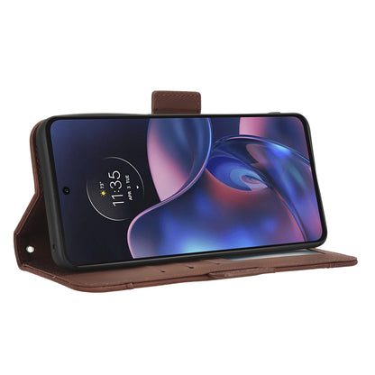Motorola Edge 2022 Skin Feel PU Leather Wallet Phone Case with Card Slots, Cash Pocket, Magnetic Closure, Built-In Stand, Full Protection TPU Cover