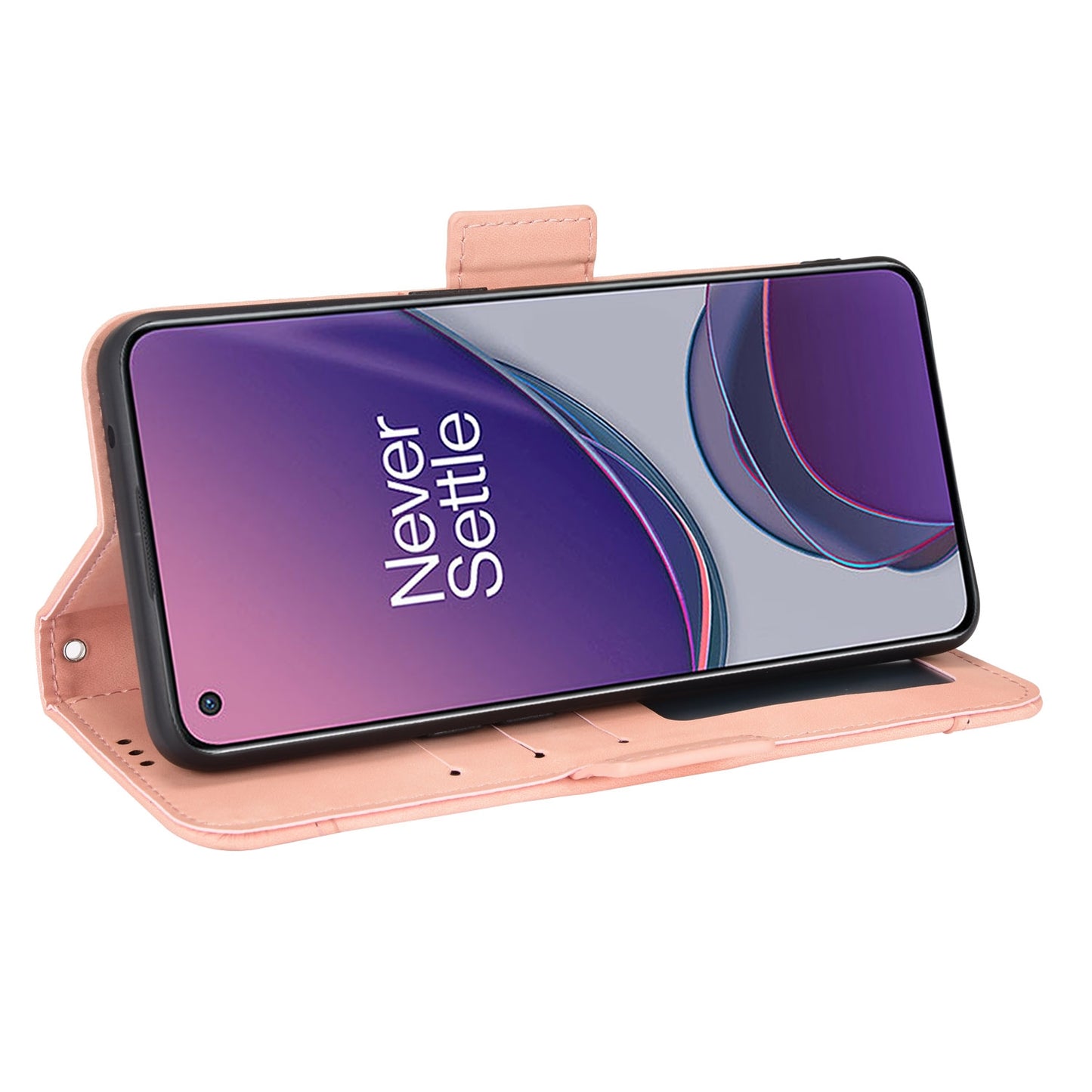 OPPO Reno7 Z Skin Feel PU Leather Wallet Phone Case with Card Slots, Cash Pocket, Magnetic Closure, Built-In Stand, Full Protection TPU Cover