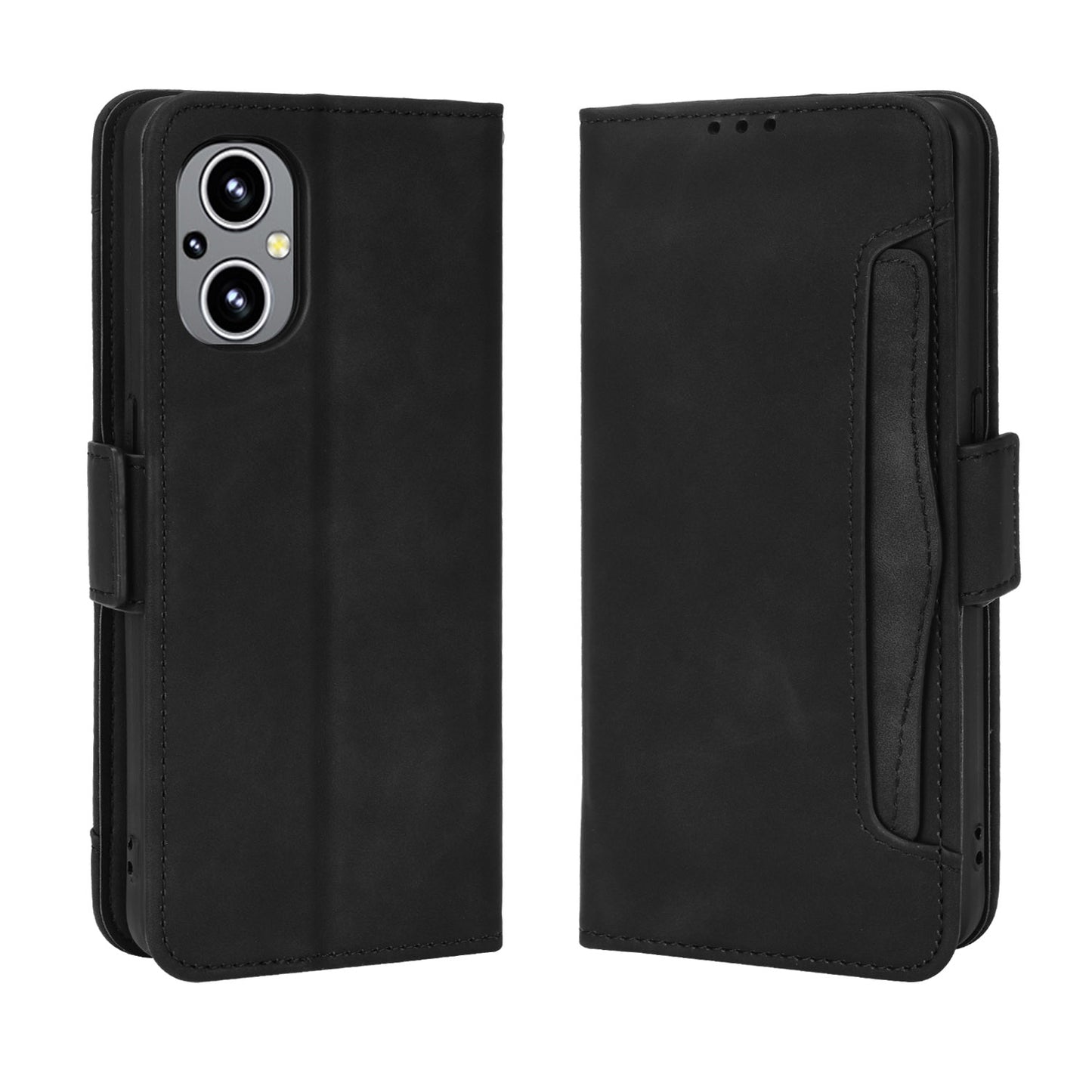 OPPO Reno7 Z Skin Feel PU Leather Wallet Phone Case with Card Slots, Cash Pocket, Magnetic Closure, Built-In Stand, Full Protection TPU Cover