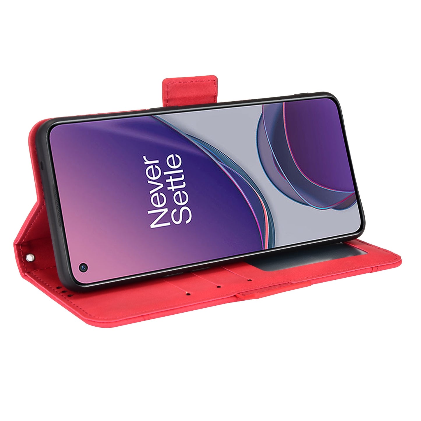 OPPO Reno7 Z Skin Feel PU Leather Wallet Phone Case with Card Slots, Cash Pocket, Magnetic Closure, Built-In Stand, Full Protection TPU Cover