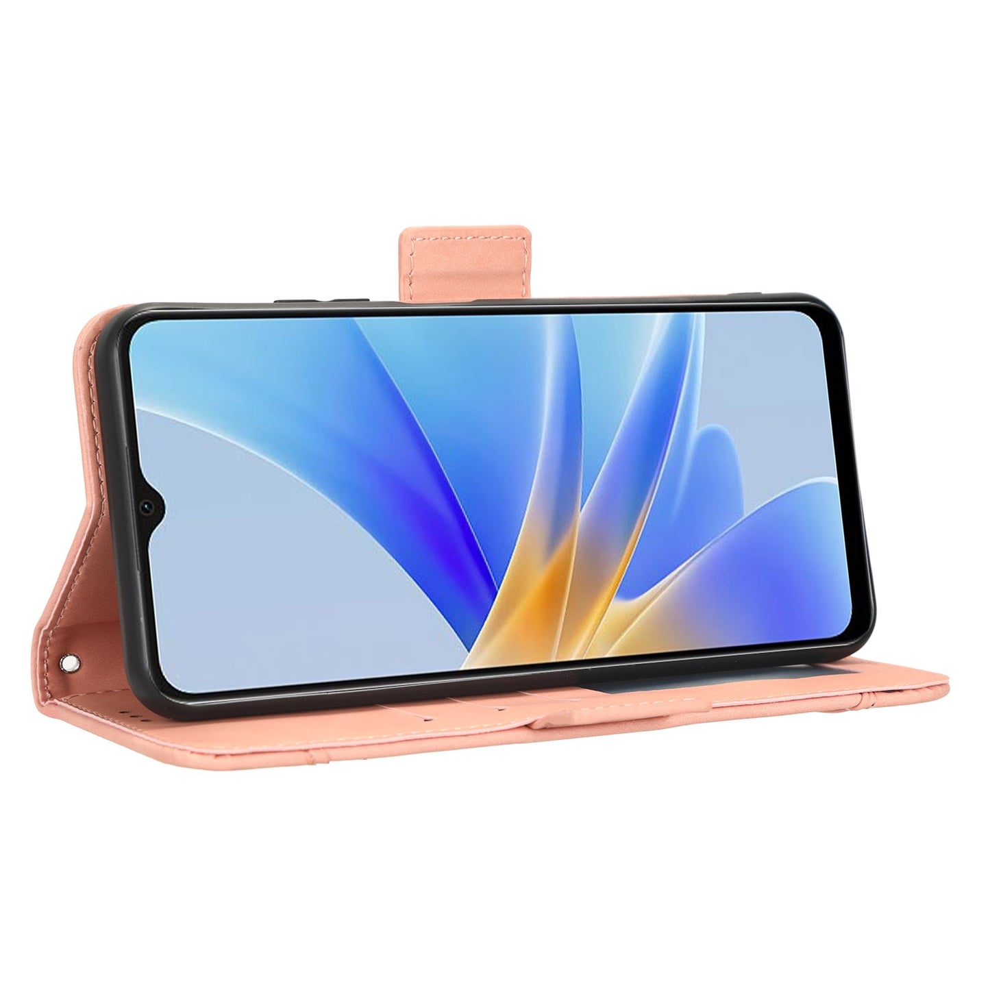 OPPO A17 Skin Feel PU Leather Wallet Phone Case with Card Slots, Cash Pocket, Magnetic Closure, Built-In Stand, Full Protection TPU Cover