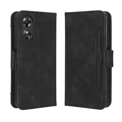 OPPO A17 Skin Feel PU Leather Wallet Phone Case with Card Slots, Cash Pocket, Magnetic Closure, Built-In Stand, Full Protection TPU Cover