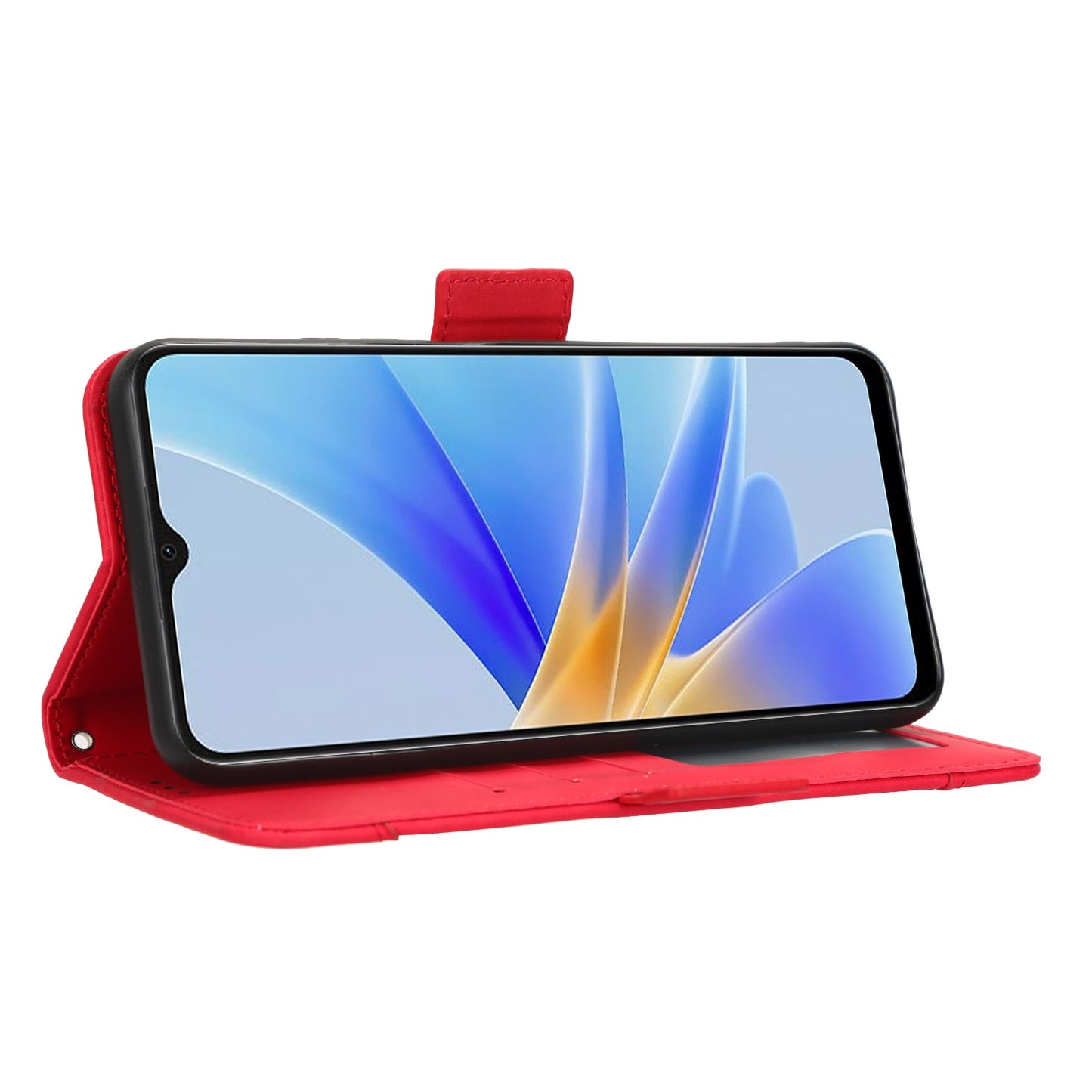 OPPO A17 Skin Feel PU Leather Wallet Phone Case with Card Slots, Cash Pocket, Magnetic Closure, Built-In Stand, Full Protection TPU Cover
