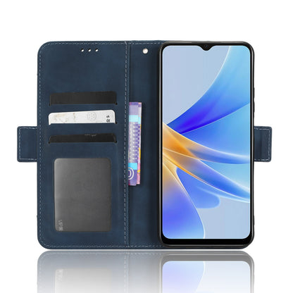 OPPO A17 Skin Feel PU Leather Wallet Phone Case with Card Slots, Cash Pocket, Magnetic Closure, Built-In Stand, Full Protection TPU Cover