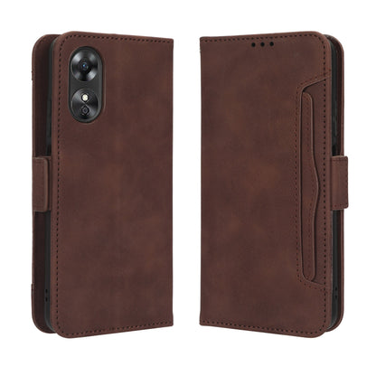 OPPO A17 Skin Feel PU Leather Wallet Phone Case with Card Slots, Cash Pocket, Magnetic Closure, Built-In Stand, Full Protection TPU Cover