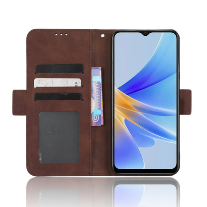 OPPO A17 Skin Feel PU Leather Wallet Phone Case with Card Slots, Cash Pocket, Magnetic Closure, Built-In Stand, Full Protection TPU Cover