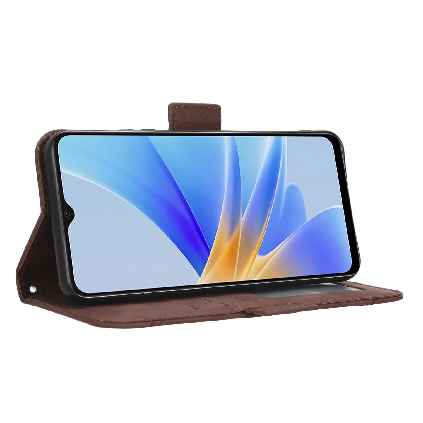OPPO A17 Skin Feel PU Leather Wallet Phone Case with Card Slots, Cash Pocket, Magnetic Closure, Built-In Stand, Full Protection TPU Cover