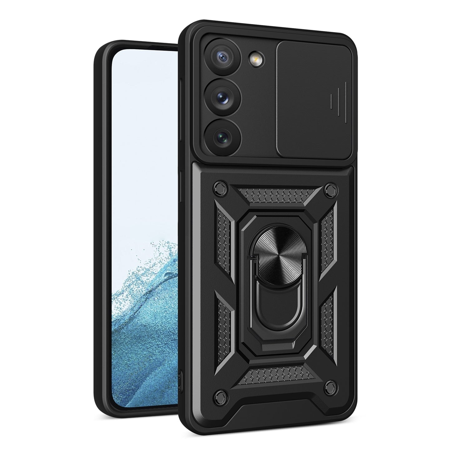 Samsung Galaxy S23 5G Sliding Camera Cover Magnetic Ring Stand Shockproof TPU + PC Protective Phone Case