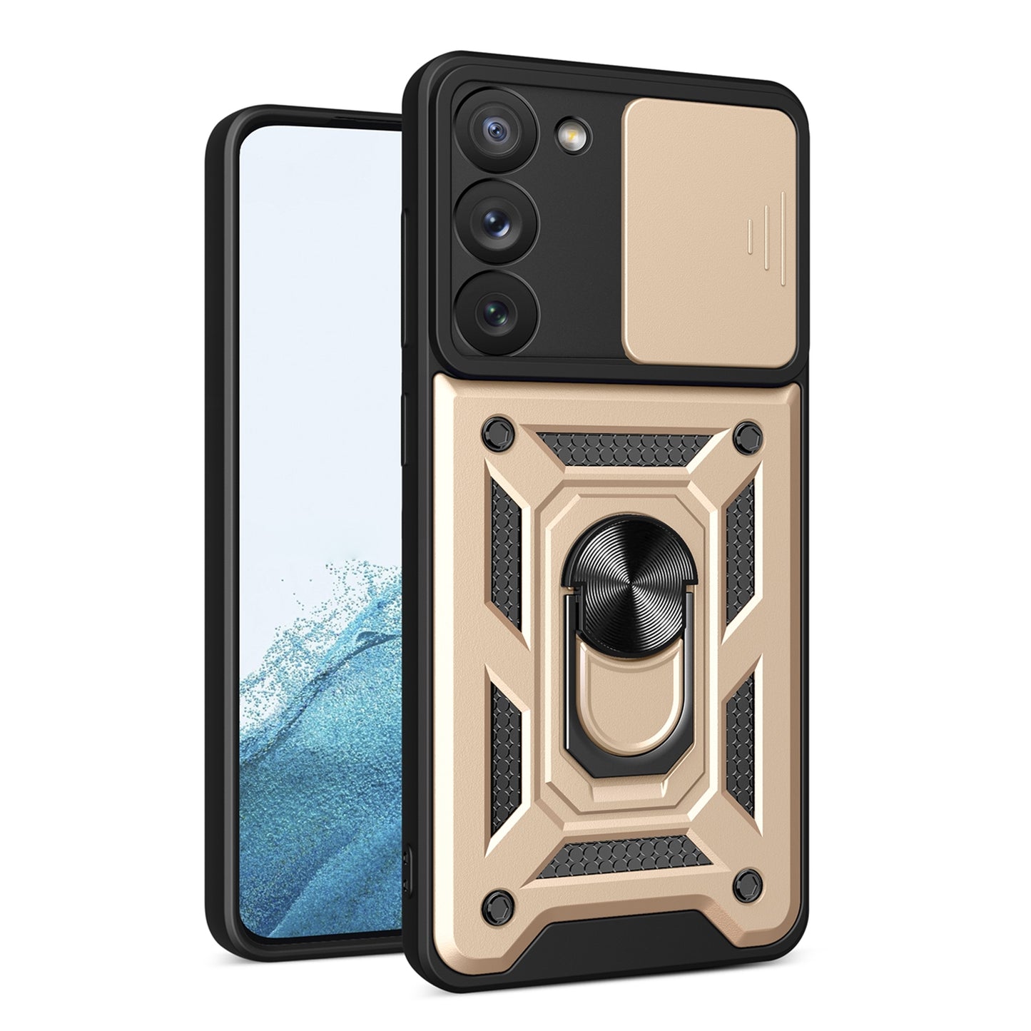 Samsung Galaxy S23 5G Sliding Camera Cover Magnetic Ring Stand Shockproof TPU + PC Protective Phone Case