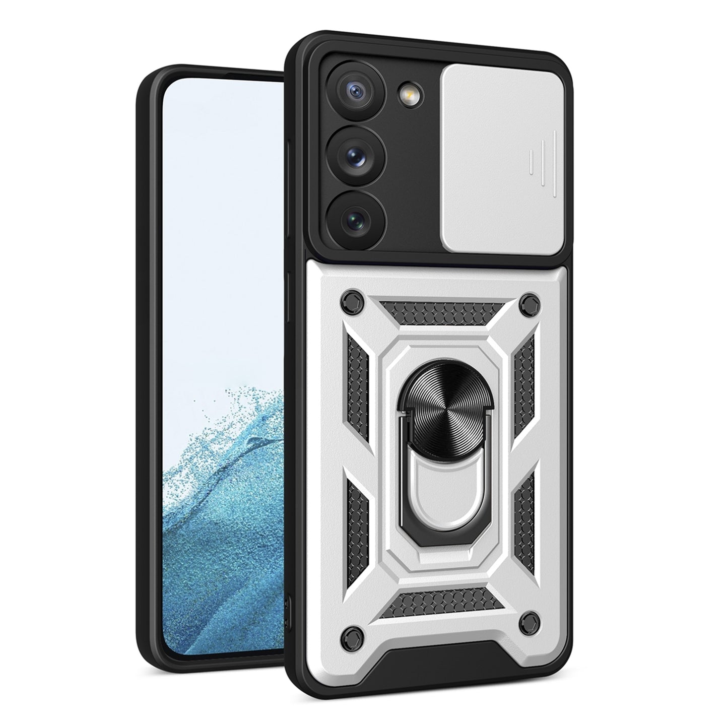 Samsung Galaxy S23 5G Sliding Camera Cover Magnetic Ring Stand Shockproof TPU + PC Protective Phone Case