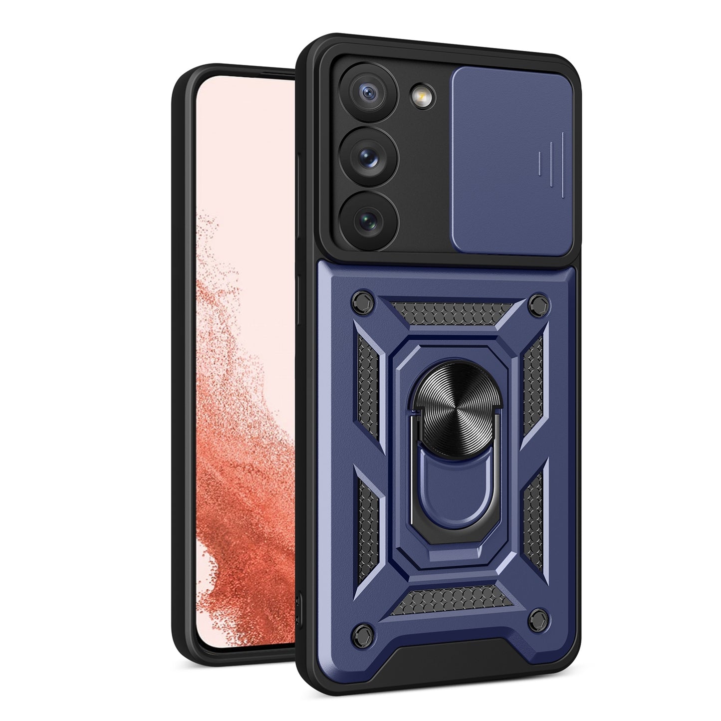 Samsung Galaxy S23+ 5G Sliding Camera Cover Magnetic Ring Stand Shockproof TPU + PC Protective Phone Case