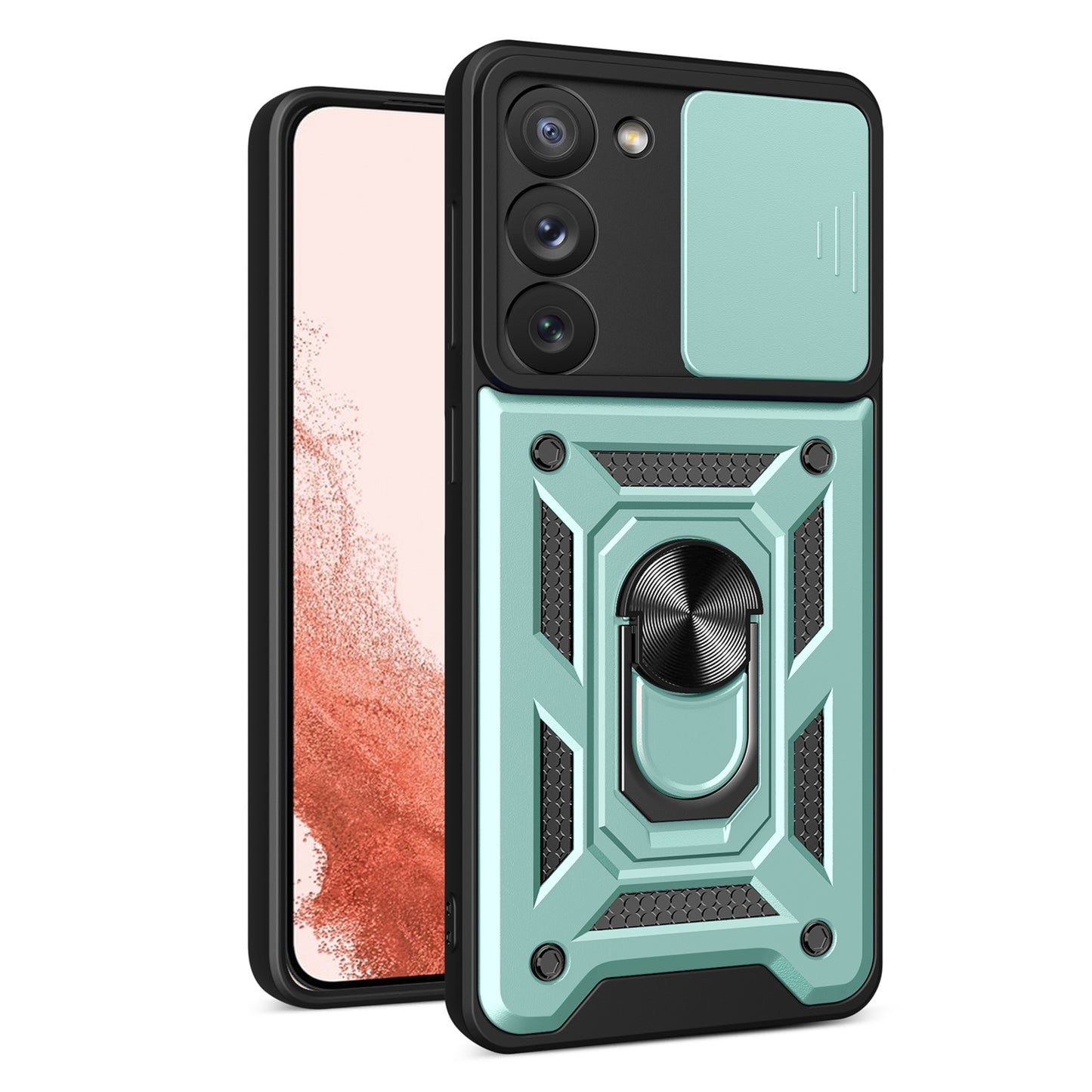 Samsung Galaxy S23+ 5G Sliding Camera Cover Magnetic Ring Stand Shockproof TPU + PC Protective Phone Case
