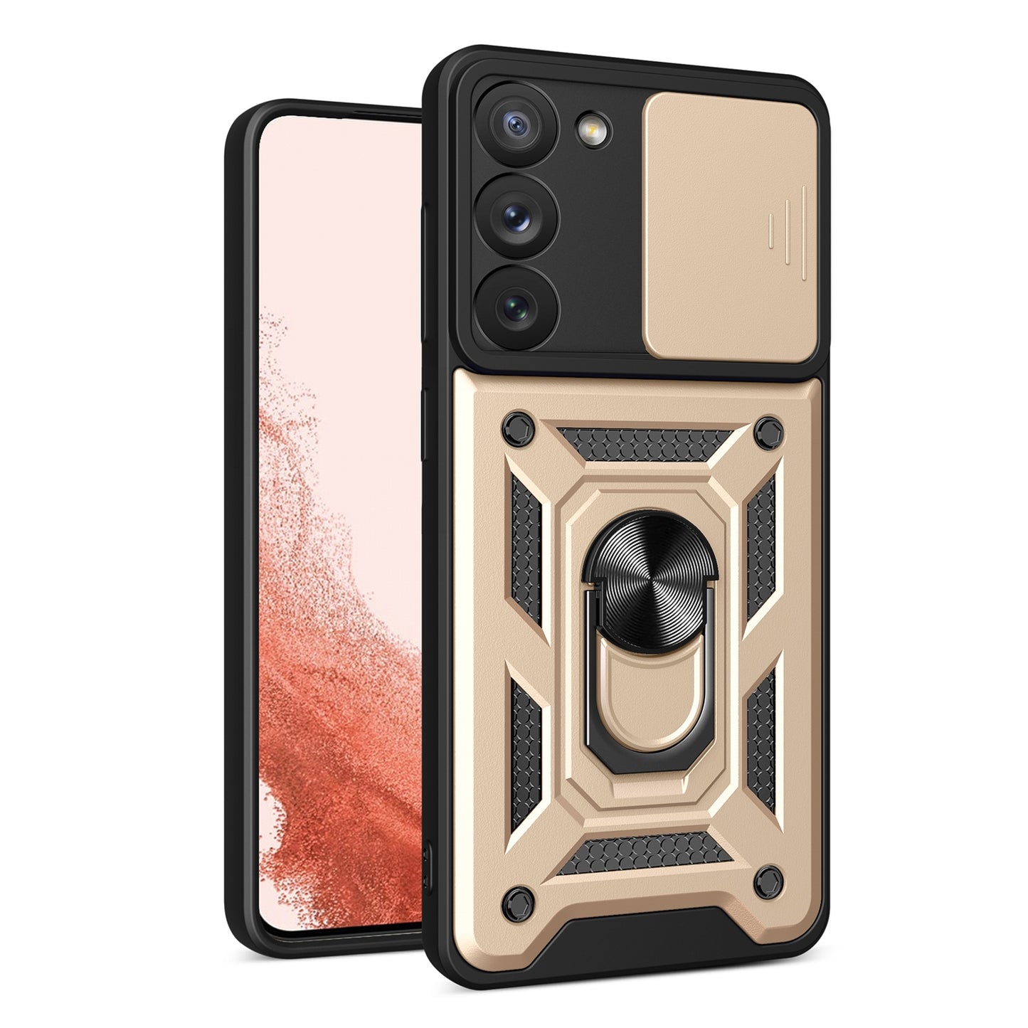 Samsung Galaxy S23+ 5G Sliding Camera Cover Magnetic Ring Stand Shockproof TPU + PC Protective Phone Case