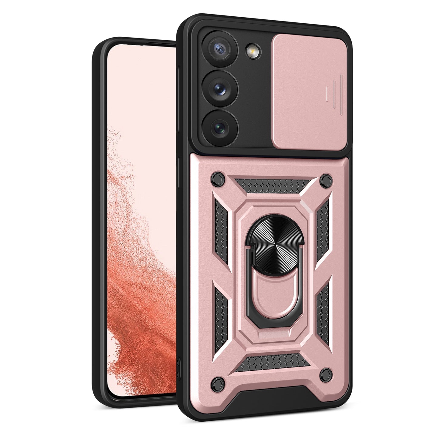 Samsung Galaxy S23+ 5G Sliding Camera Cover Magnetic Ring Stand Shockproof TPU + PC Protective Phone Case