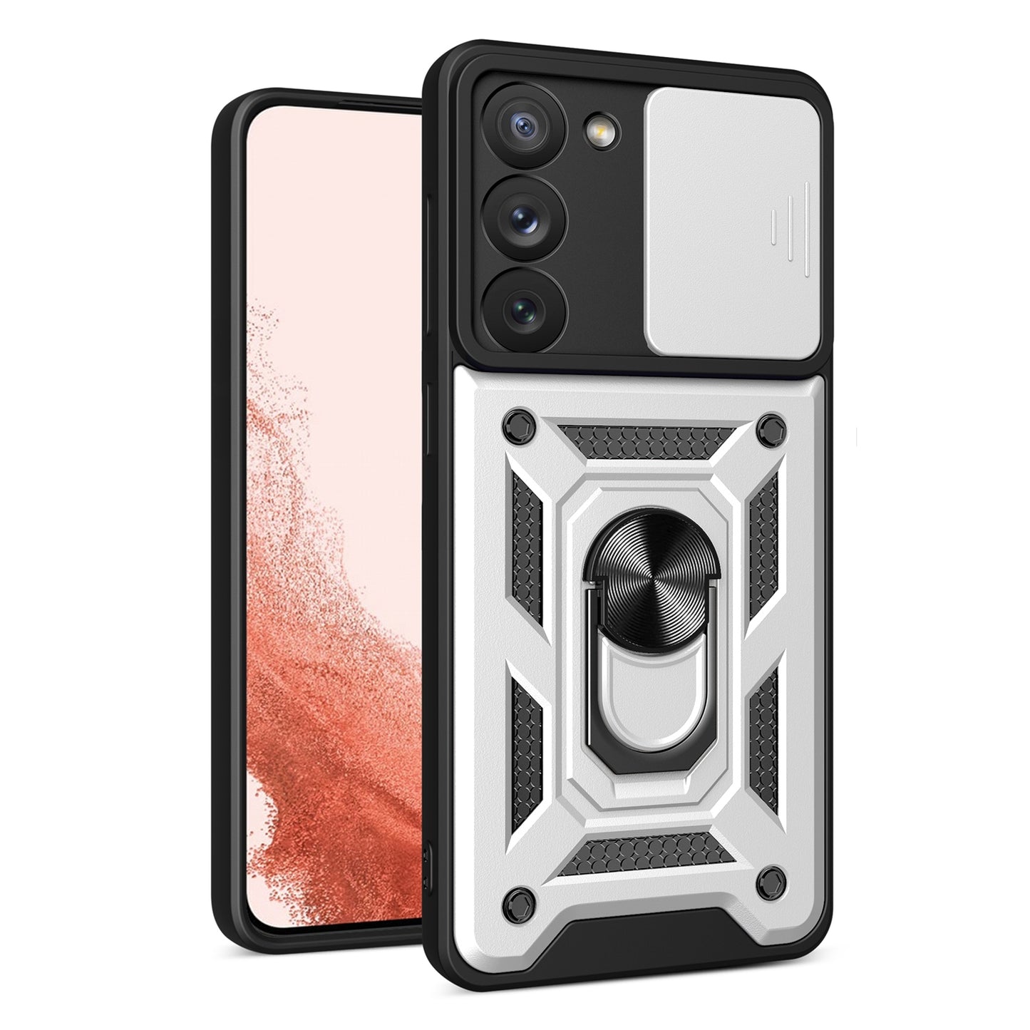 Samsung Galaxy S23+ 5G Sliding Camera Cover Magnetic Ring Stand Shockproof TPU + PC Protective Phone Case