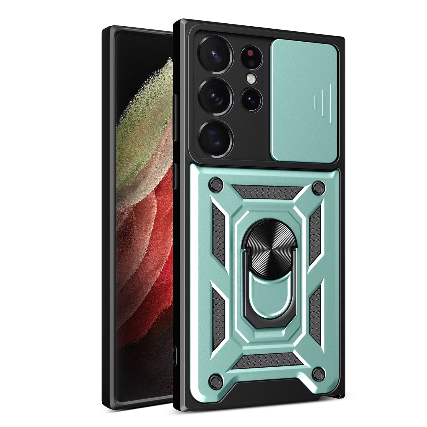 Samsung Galaxy S23 Ultra 5G Sliding Camera Cover Magnetic Ring Stand Shockproof TPU + PC Protective Phone Case