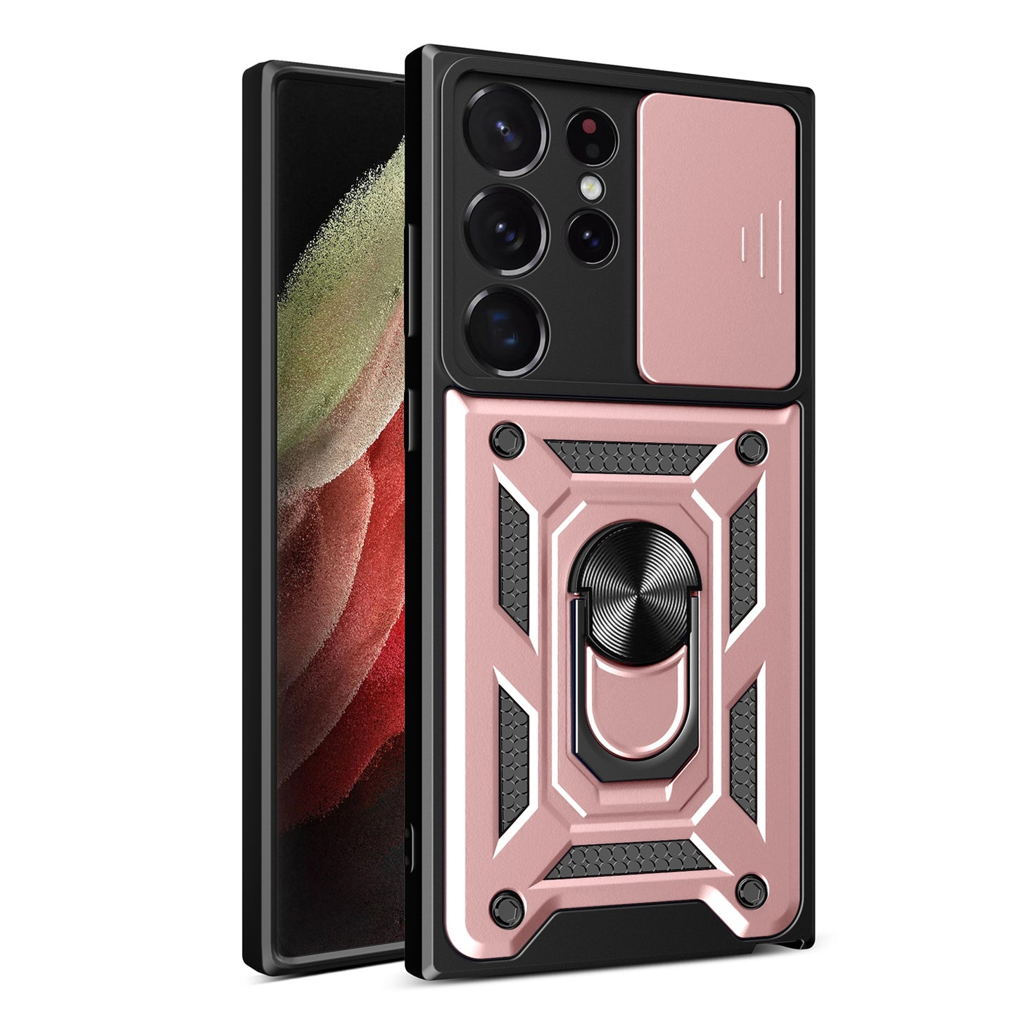 Samsung Galaxy S23 Ultra 5G Sliding Camera Cover Magnetic Ring Stand Shockproof TPU + PC Protective Phone Case