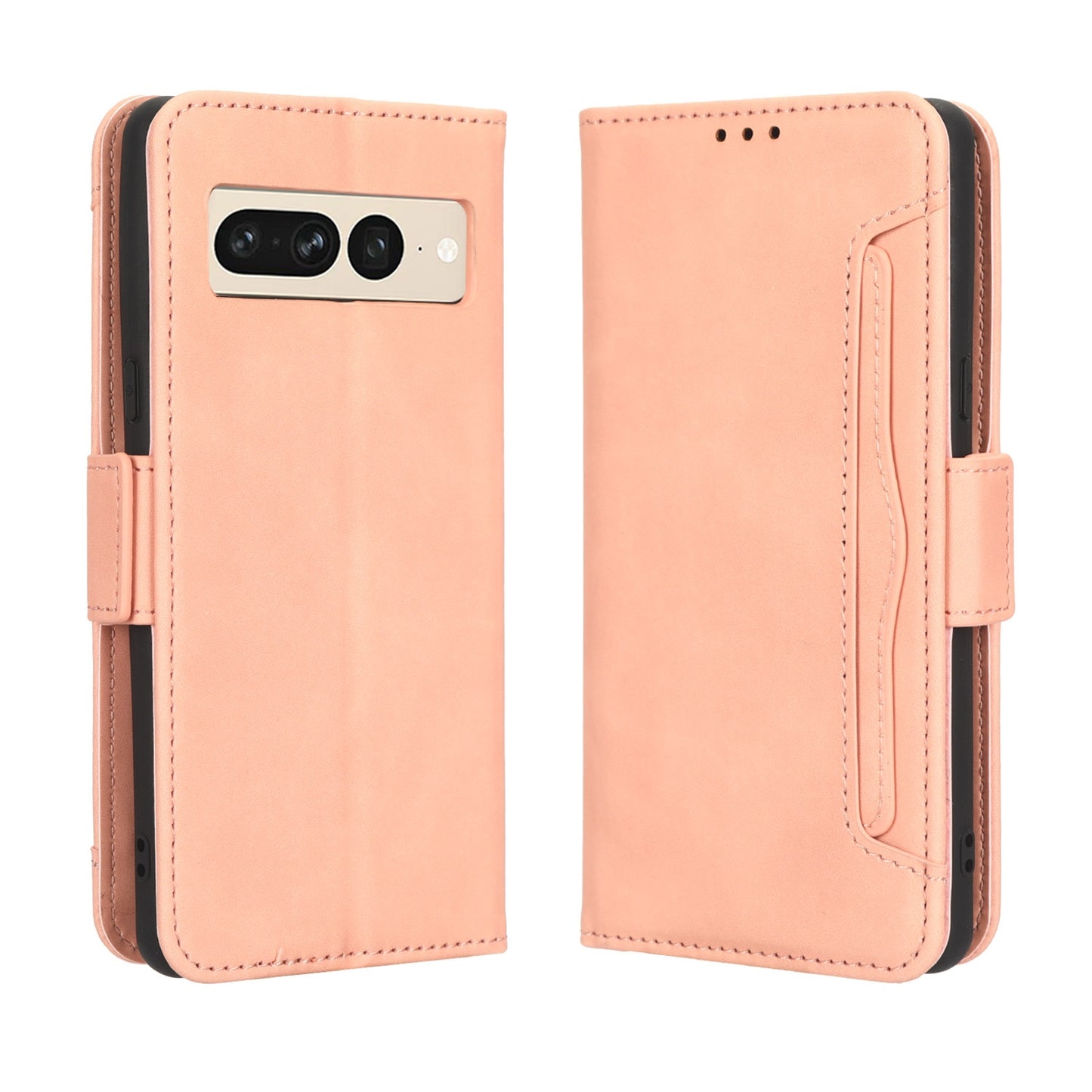 Google Pixel 7 Pro 5G Skin Feel PU Leather Wallet Phone Case with Card Slots, Cash Pocket, Magnetic Closure, Built-In Stand, Full Protection TPU Cover