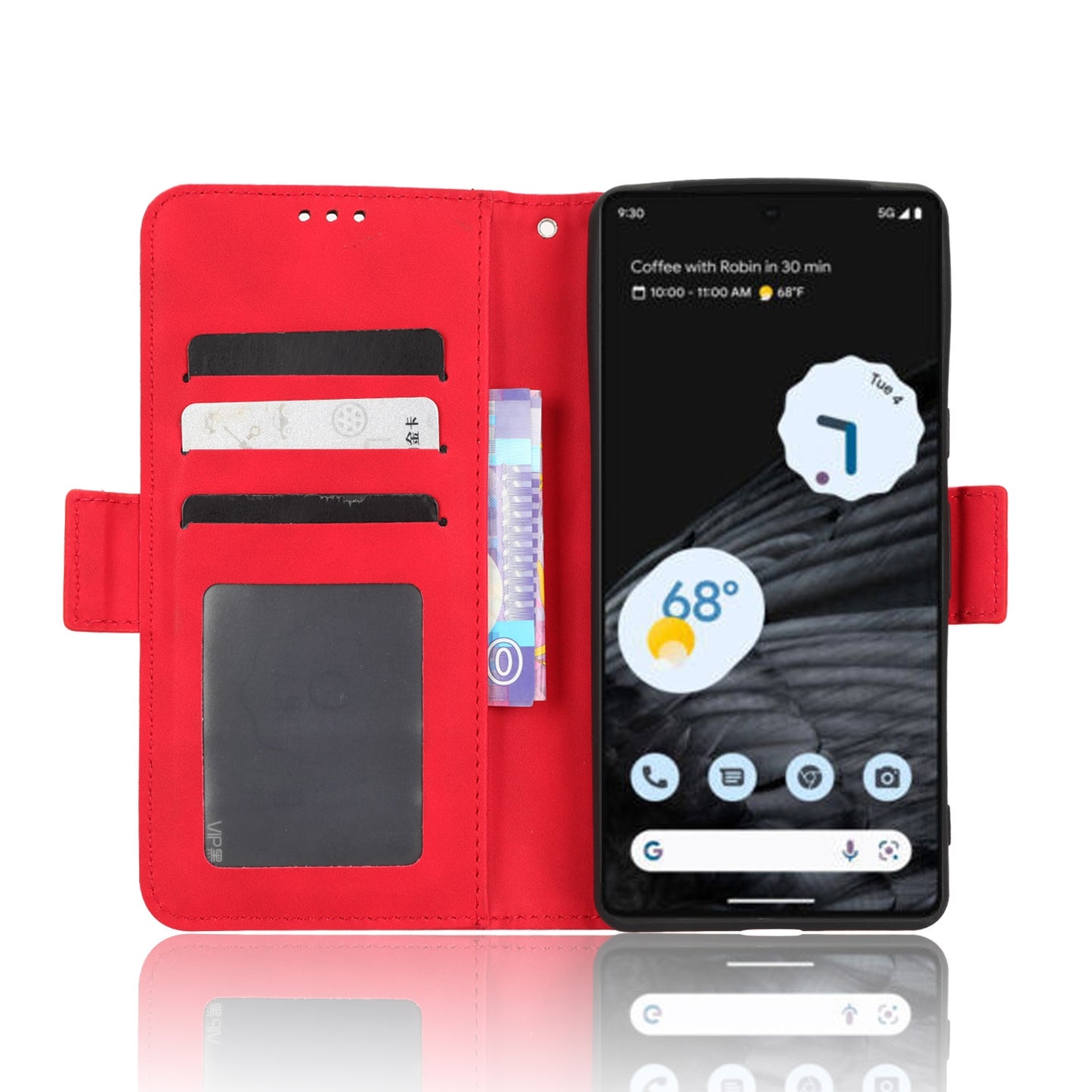 Google Pixel 7 Pro 5G Skin Feel PU Leather Wallet Phone Case with Card Slots, Cash Pocket, Magnetic Closure, Built-In Stand, Full Protection TPU Cover