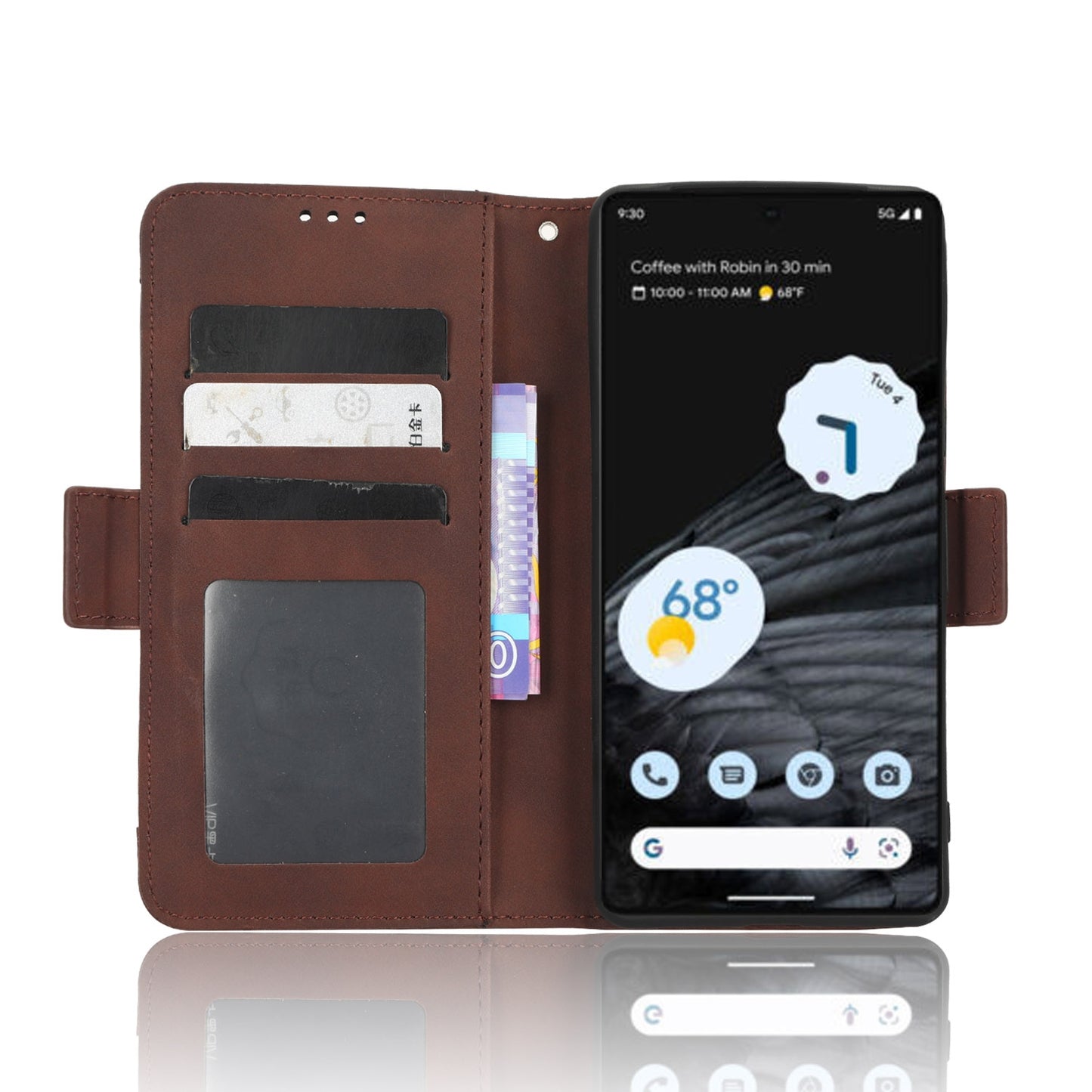 Google Pixel 7 Pro 5G Skin Feel PU Leather Wallet Phone Case with Card Slots, Cash Pocket, Magnetic Closure, Built-In Stand, Full Protection TPU Cover