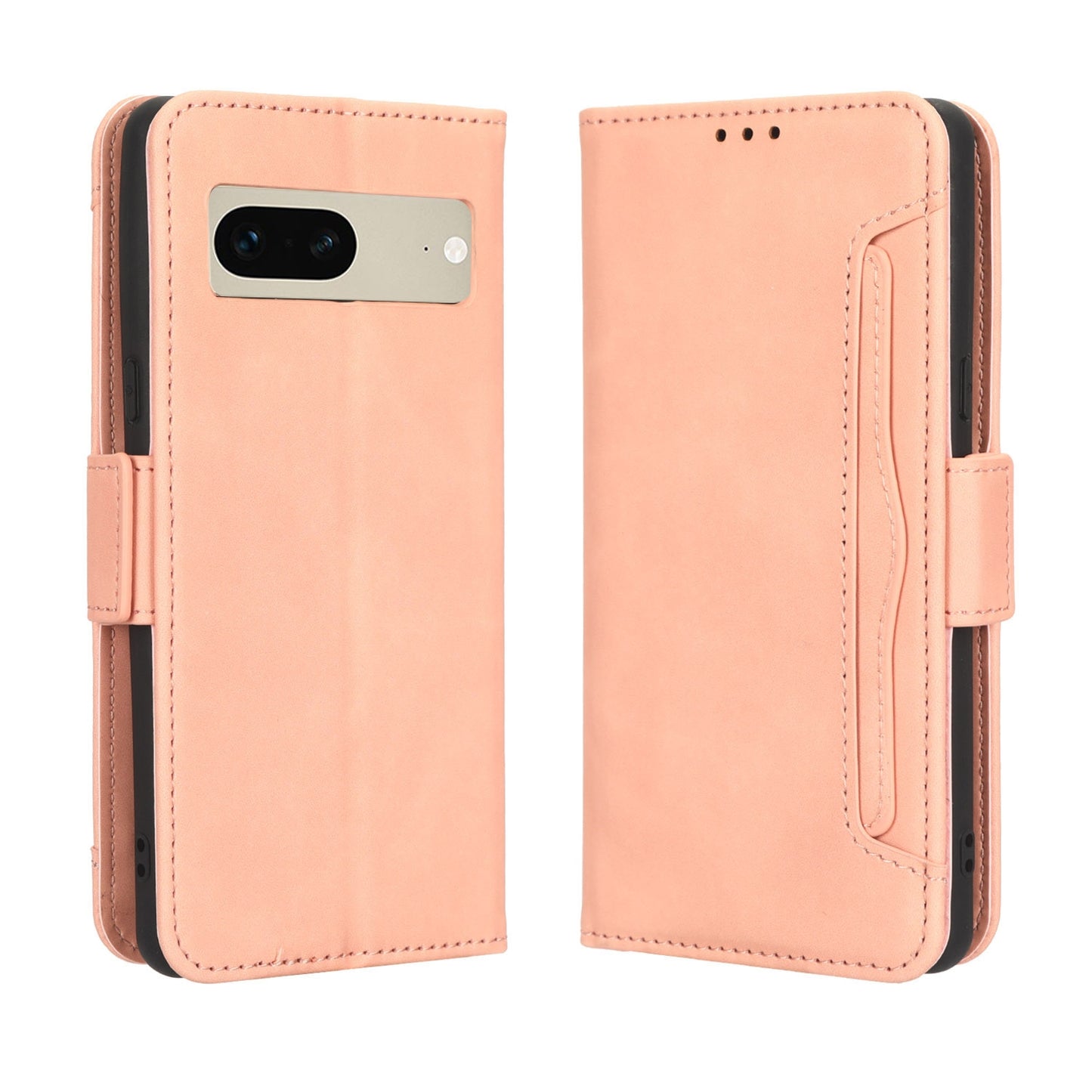 Google Pixel 7 5G Skin Feel PU Leather Wallet Phone Case with Card Slots, Cash Pocket, Magnetic Closure, Built-In Stand, Full Protection TPU Cover