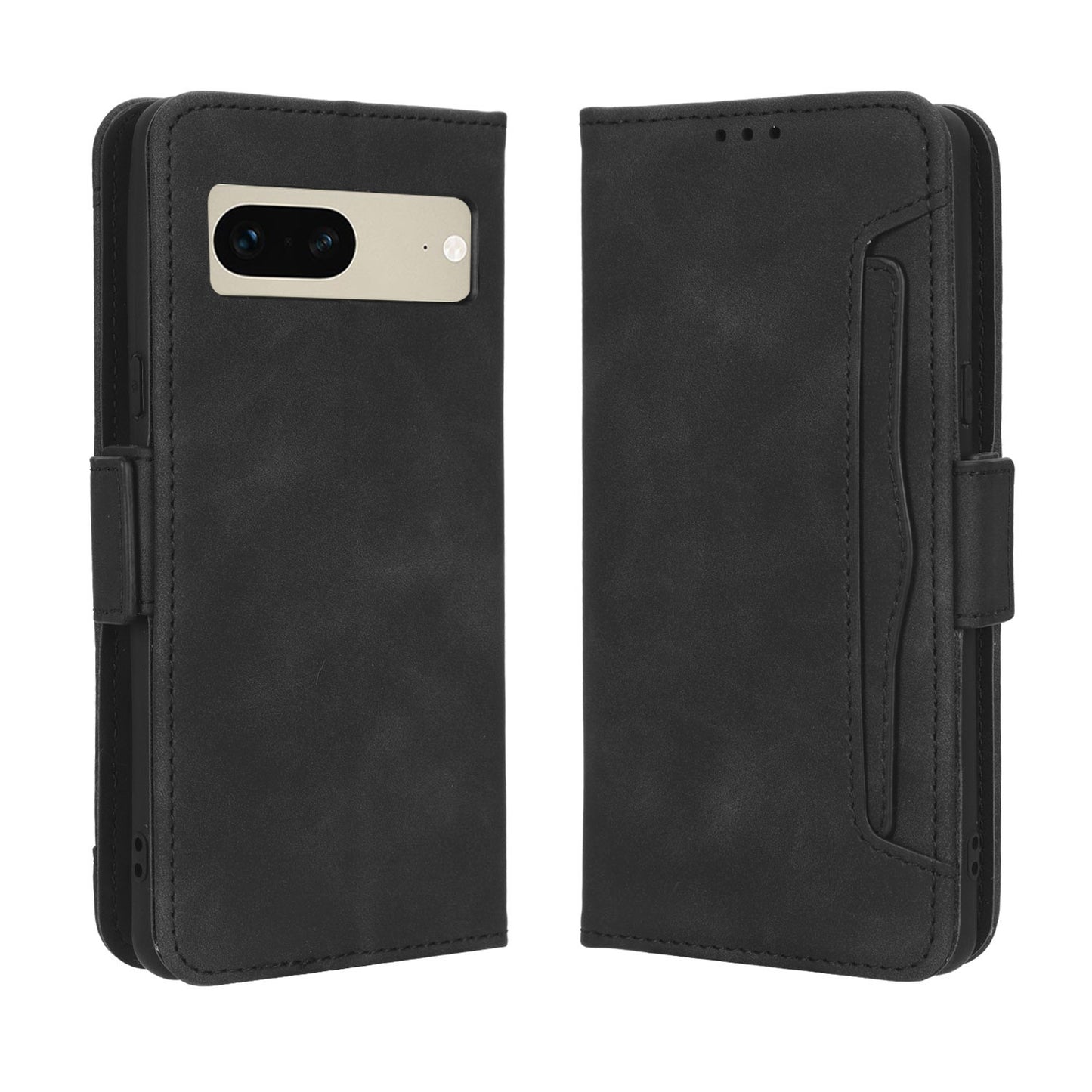Google Pixel 7 5G Skin Feel PU Leather Wallet Phone Case with Card Slots, Cash Pocket, Magnetic Closure, Built-In Stand, Full Protection TPU Cover