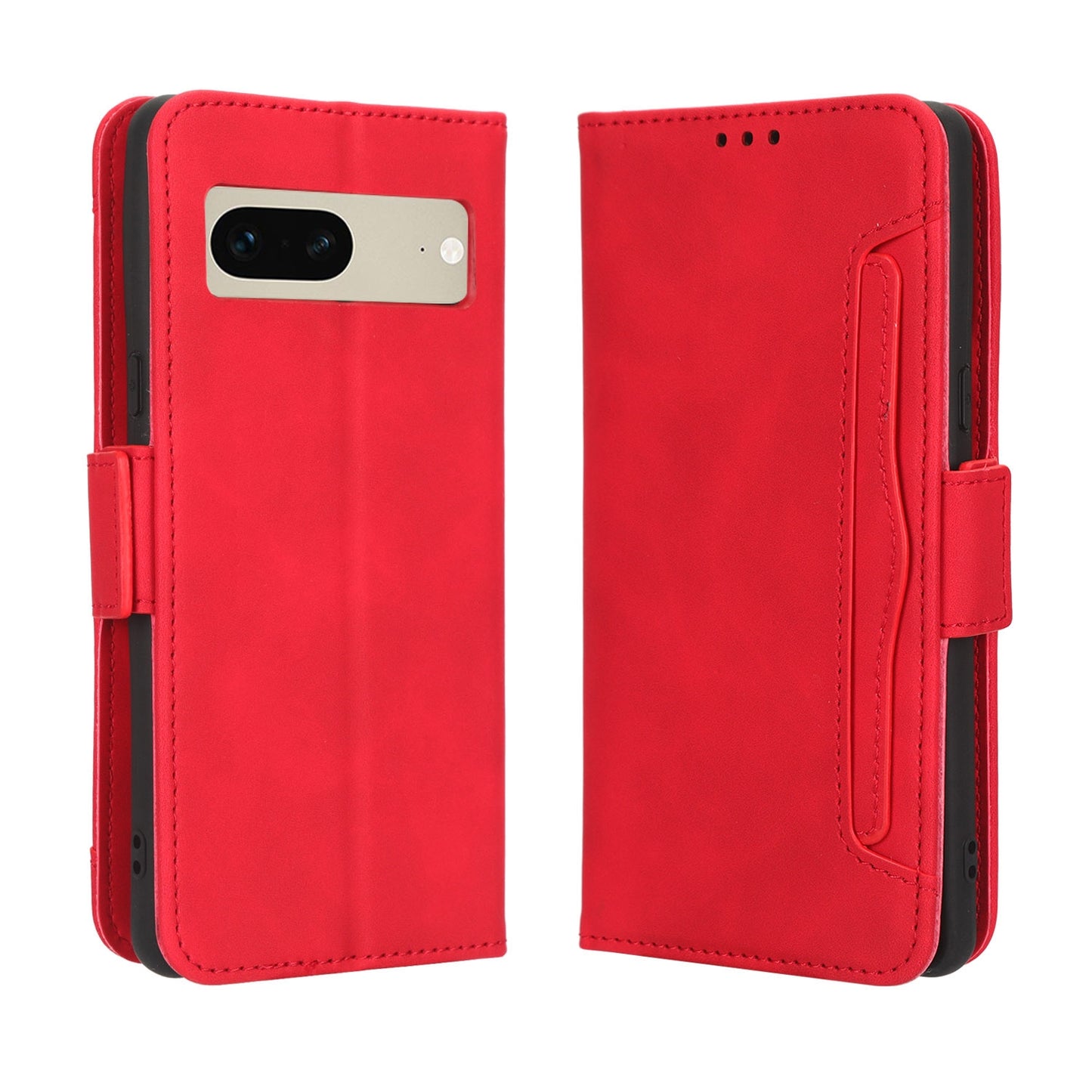 Google Pixel 7 5G Skin Feel PU Leather Wallet Phone Case with Card Slots, Cash Pocket, Magnetic Closure, Built-In Stand, Full Protection TPU Cover