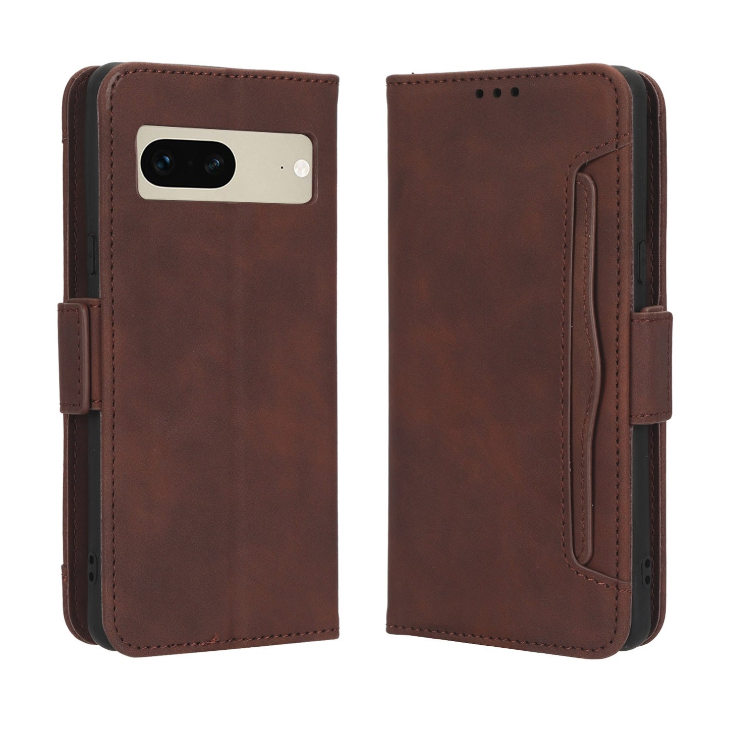 Google Pixel 7 5G Skin Feel PU Leather Wallet Phone Case with Card Slots, Cash Pocket, Magnetic Closure, Built-In Stand, Full Protection TPU Cover
