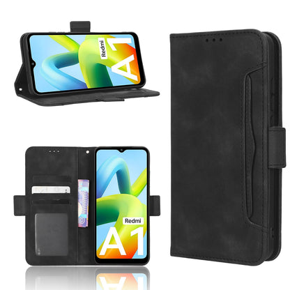 Xiaomi Redmi A1 Skin Feel PU Leather Wallet Phone Case with Card Slots, Cash Pocket, Magnetic Closure, Built-In Stand, Full Protection TPU Cover
