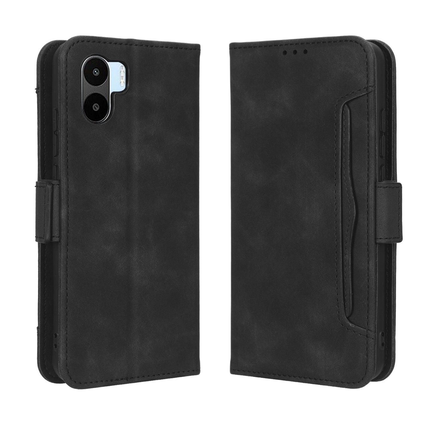 Xiaomi Redmi A1 Skin Feel PU Leather Wallet Phone Case with Card Slots, Cash Pocket, Magnetic Closure, Built-In Stand, Full Protection TPU Cover
