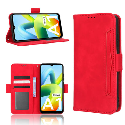 Xiaomi Redmi A1 Skin Feel PU Leather Wallet Phone Case with Card Slots, Cash Pocket, Magnetic Closure, Built-In Stand, Full Protection TPU Cover