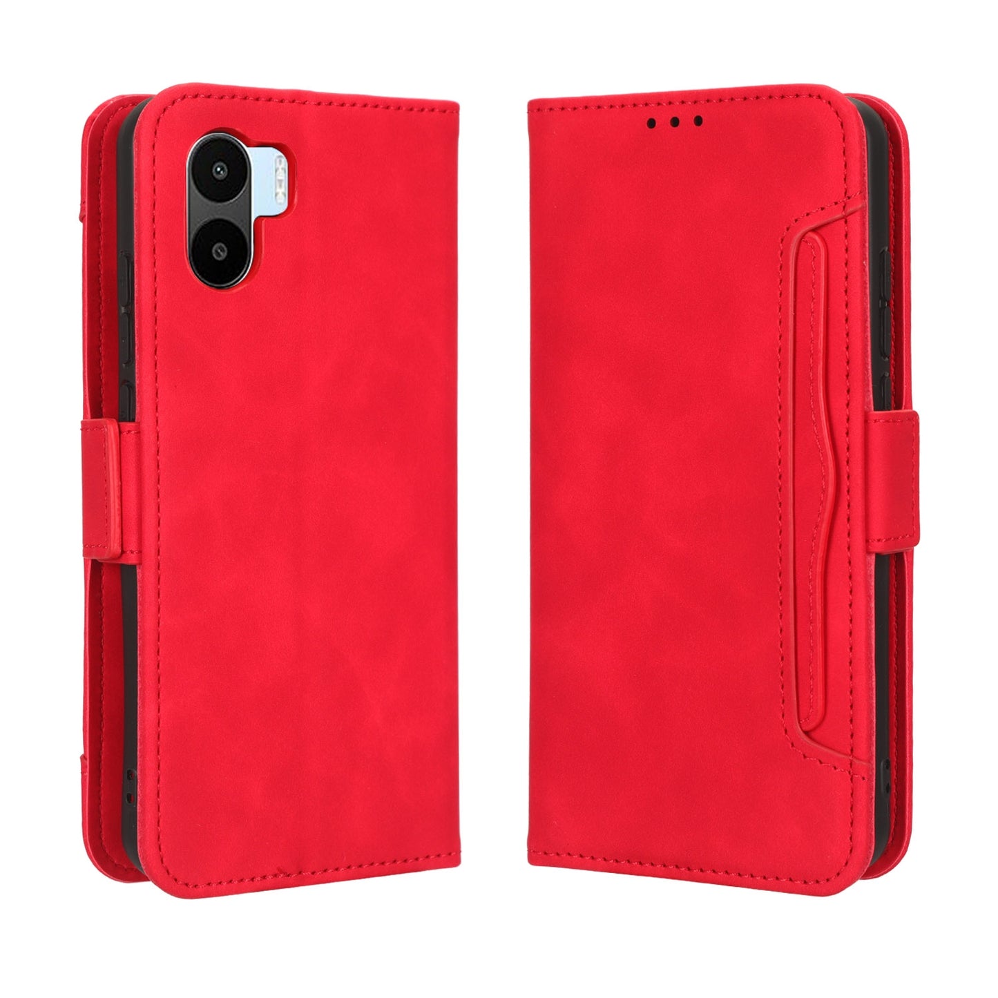 Xiaomi Redmi A1 Skin Feel PU Leather Wallet Phone Case with Card Slots, Cash Pocket, Magnetic Closure, Built-In Stand, Full Protection TPU Cover