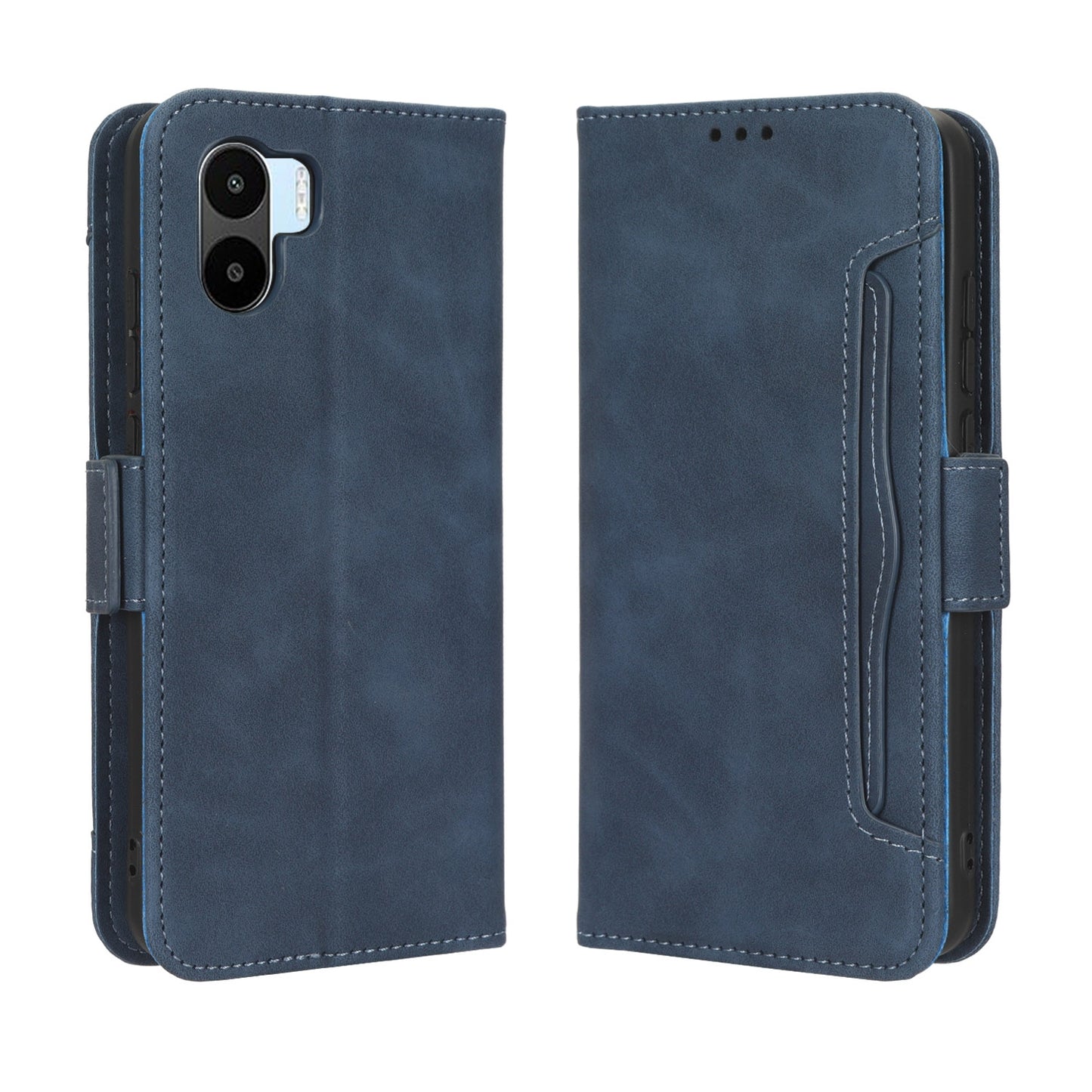 Xiaomi Redmi A1 Skin Feel PU Leather Wallet Phone Case with Card Slots, Cash Pocket, Magnetic Closure, Built-In Stand, Full Protection TPU Cover