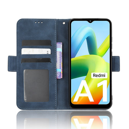 Xiaomi Redmi A1 Skin Feel PU Leather Wallet Phone Case with Card Slots, Cash Pocket, Magnetic Closure, Built-In Stand, Full Protection TPU Cover