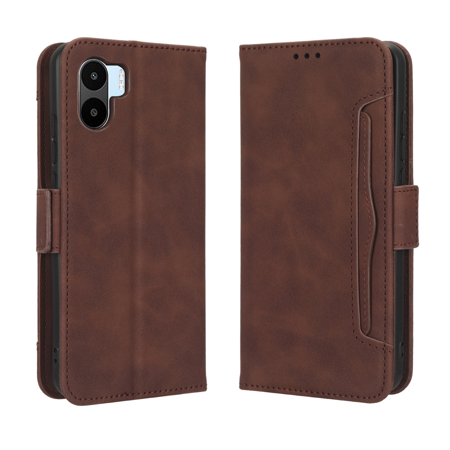 Xiaomi Redmi A1 Skin Feel PU Leather Wallet Phone Case with Card Slots, Cash Pocket, Magnetic Closure, Built-In Stand, Full Protection TPU Cover