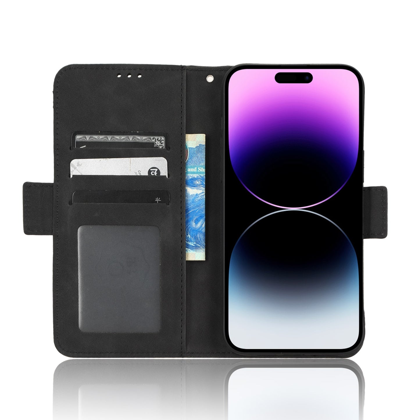Apple iPhone 14 Pro Max Skin Feel PU Leather Wallet Phone Case with Card Slots, Cash Pocket, Magnetic Closure, Built-In Stand, Full Protection TPU Cover